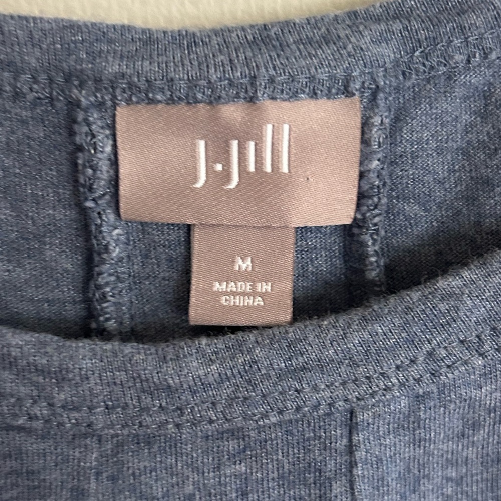 J. JILL Dusty Blue Raglan 3/4 Sleeve Scoop Neck Dress Comfort Travel Classic | M - Picture 2 of 12
